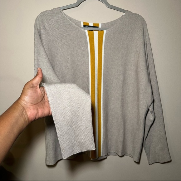 INC International Concepts Tan Sweater Yellow Stripe Size Large - Picture 8 of 16